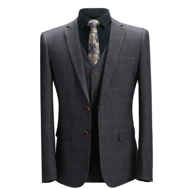 YFFUSHI スーツ メンズ 3点セット ジャケット スラックス ベストチェック ビジネス カラバリ豊富 (グレー,XL) YFFUSHI] スーツ メンズ 3点セット ジャケット スラックス ベスト