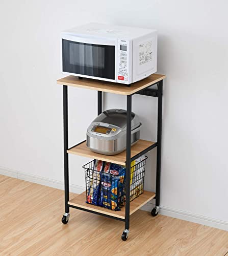 [山善] レンジラック 【全体耐荷重40？】 幅48×奥行45×高さ91cm 2口コンセント スライド棚(スムーズレール) キャスター付き レンジ台_1