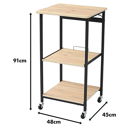 [山善] レンジラック 【全体耐荷重40？】 幅48×奥行45×高さ91cm 2口コンセント スライド棚(スムーズレール) キャスター付き レンジ台_2