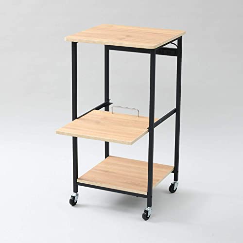 [山善] レンジラック 【全体耐荷重40？】 幅48×奥行45×高さ91cm 2口コンセント スライド棚(スムーズレール) キャスター付き レンジ台_3