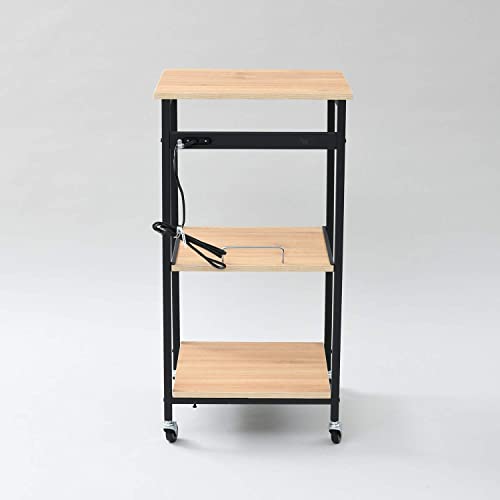 [山善] レンジラック 【全体耐荷重40？】 幅48×奥行45×高さ91cm 2口コンセント スライド棚(スムーズレール) キャスター付き レンジ台_4