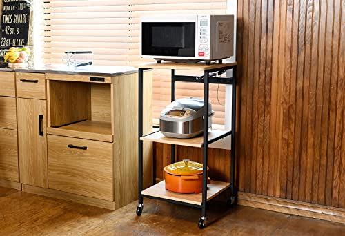 [山善] レンジラック 【全体耐荷重40？】 幅48×奥行45×高さ91cm 2口コンセント スライド棚(スムーズレール) キャスター付き レンジ台_5