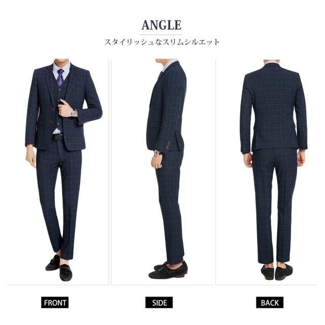 YFFUSHI] スーツ メンズ 3点セット ジャケット スラックス ベスト