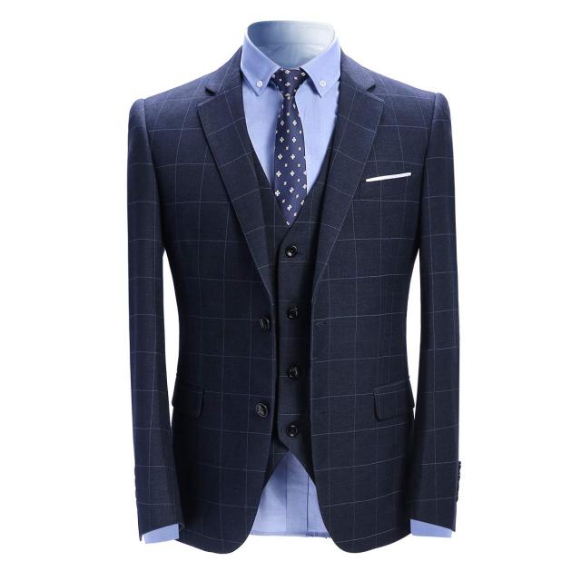 [YFFUSHI] スーツ メンズ 3点セット ジャケット スラックス ベストチェック ビジネス カラバリ豊富 (ブルー,2XL)の通販は