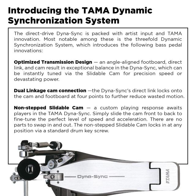 TAMA タマ ”ダイレクトドライブ”方式を採用した ”Dyna-Sync” シングル・ドラムペダル 専用ハードケース付き HPDS1