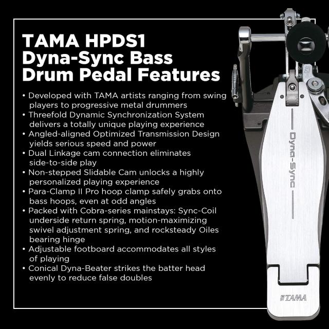 TAMA タマ ”ダイレクトドライブ”方式を採用した ”Dyna-Sync” シングル・ドラムペダル 専用ハードケース付き HPDS1
