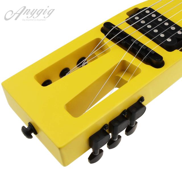 Anygigポータブルトラベルエレキギター 82CM 1.6KG イエロー 25.5”フル