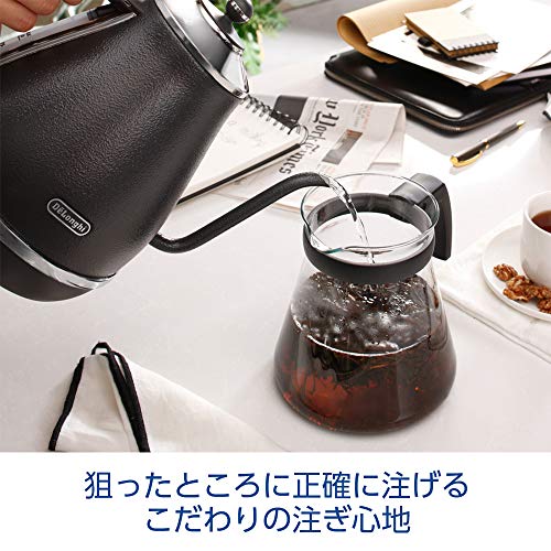 De’Longhi (デロンギ) 電気カフェケトル アイコナ KBOE1230J-GY 温度調整機能付き ステンレス ハンドドリップ 1.0L ワンプッシュ5段階温
