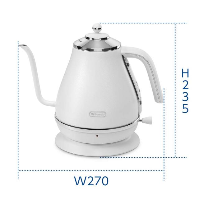 De’Longhi (デロンギ) 明かり喫茶店湯沸かし アイコナ KBOE1220J-W ステンレス鋼 お手手ドリップ 1.0L 判然たるな注ぎ気味合い 見分かりやすい水量計 空だき防