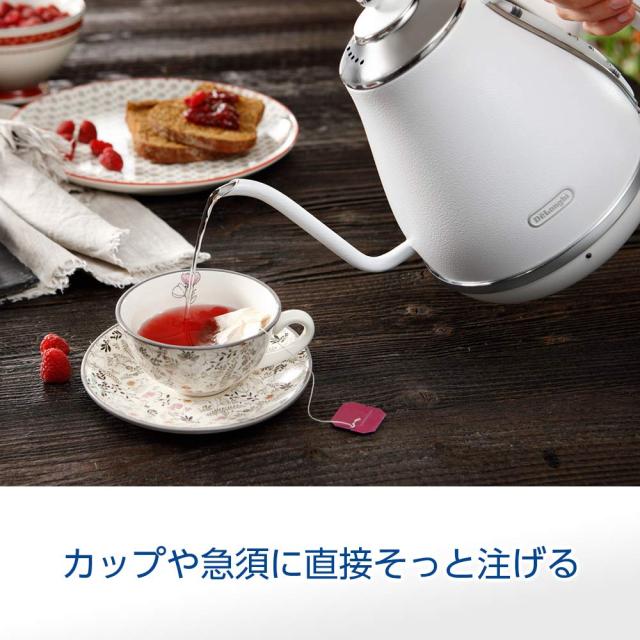 De’Longhi (デロンギ) 明かり喫茶店湯沸かし アイコナ KBOE1220J-W ステンレス鋼 お手手ドリップ 1.0L 判然たるな注ぎ気味合い 見分かりやすい水量計 空だき防