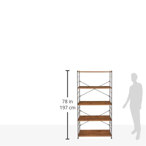 山善 ラック オープンシェルフ 幅85.5×奥行41.5×高さ162cm 5段 連結可能 簡単高さ調節 耐荷重約25kg(棚板1枚あたり) 組立品 アンテイー