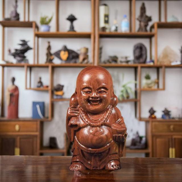 布袋様 陶器製 福の神 置物 工芸品 七福神 オブジェ 陶製の置物