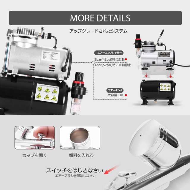 ミニエアーコンプレッサー 3Lタンク付き オイルレス エア