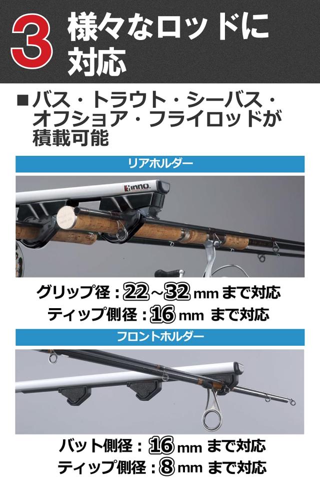 カーメイト(CARMATE) ロッドホルダー inno 釣り竿 車載 ホルダー 確実ホールドのクランプ式 5本積み IF16_3