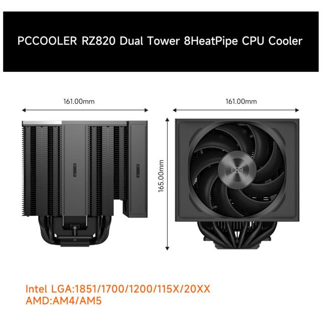 PCCOOLER CPS CPUクーラーエア冷凍庫、290Wデュアルタワーエアクーラー、8ヒートパイプCPU冷却ファンシステム＆3モードPWMサイレントファ_4