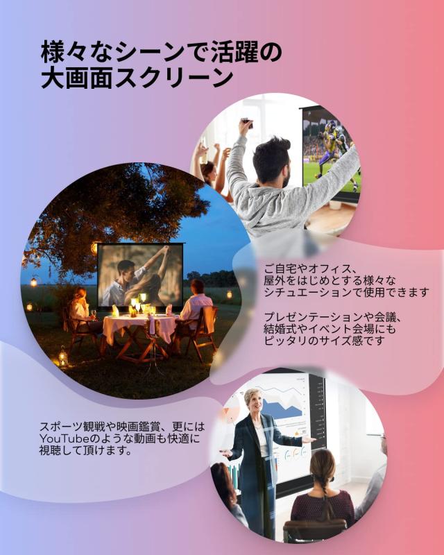 PropVue プロジェクター スクリーン スタンド付き 100インチ（250