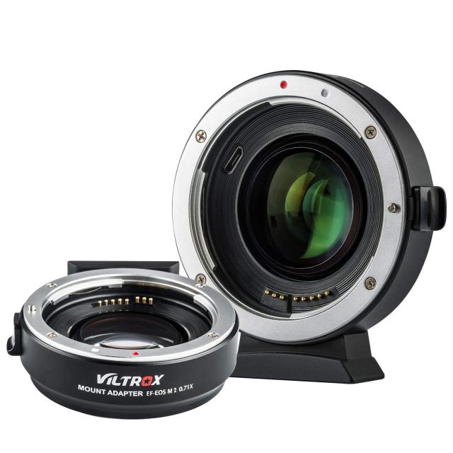 VILOTROX マウントアダプター EF-EOS M2 0.71X スピードブースター AF 絞り調整可 手振れ補正対応 キヤノンEFフルサイズレンズ→キヤノン