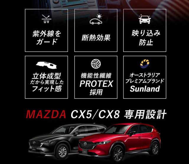 Sunland ダッシュボードマット マツダ CX-5 CX-8 HUD ブラック Z6701