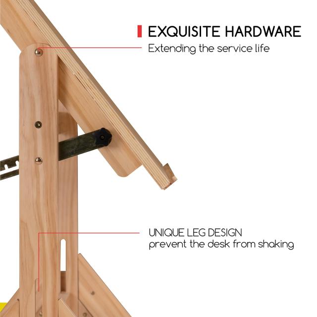 MEEDEN 製図台 製図机 木製 T定規付き 折りたたみ 高さ、角度調節可能