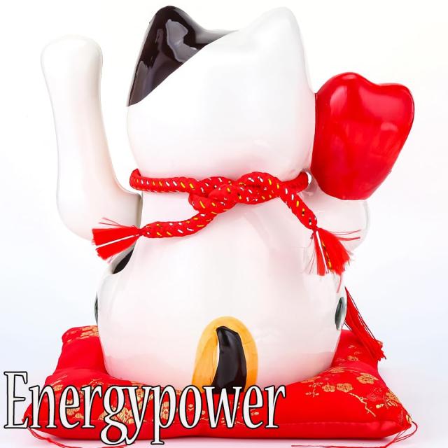 EnergyPower 電動 招き猫 座布団付 まねき猫 陶器製 手描き ハンドメイド かわいく手招きします 乾電池式 開店祝いや開業祝いに喜ばれま_2
