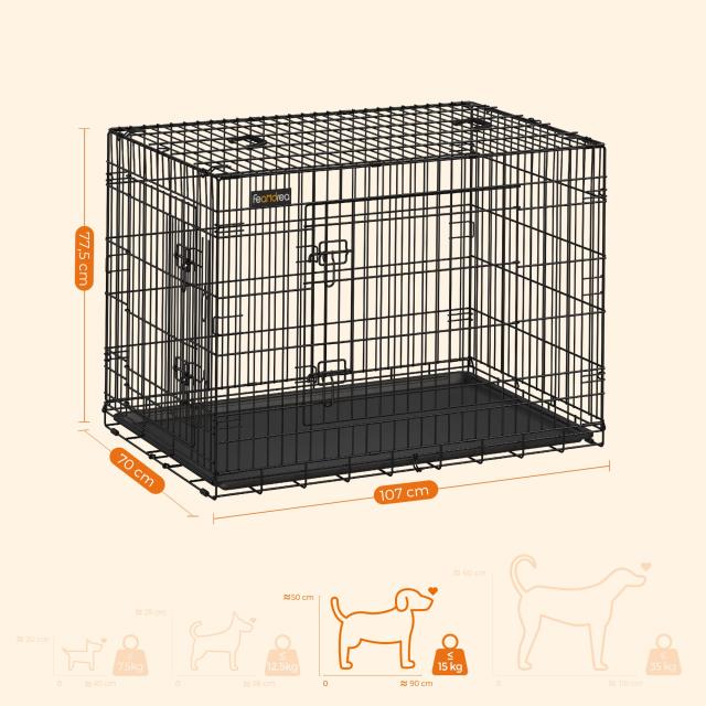 FEANDREA ペットケージ 107x70x77.5cm 室内外兼用 犬 猫 トレー付き