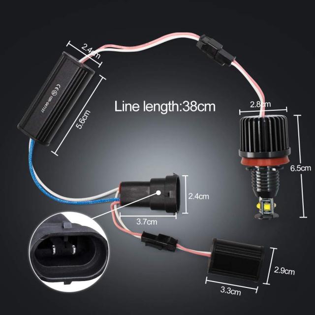 送料無料 | 40W H8 キャンセラー LEDライト BMW CREEチップ E87 E82 E88 E90 E91 E92 E93 E60 E63 E64 E70 E71 イカリング | E92/H8-40W-A | X-STYLE H8 LED イカリング バルブ BMW対応 車用ledランプ