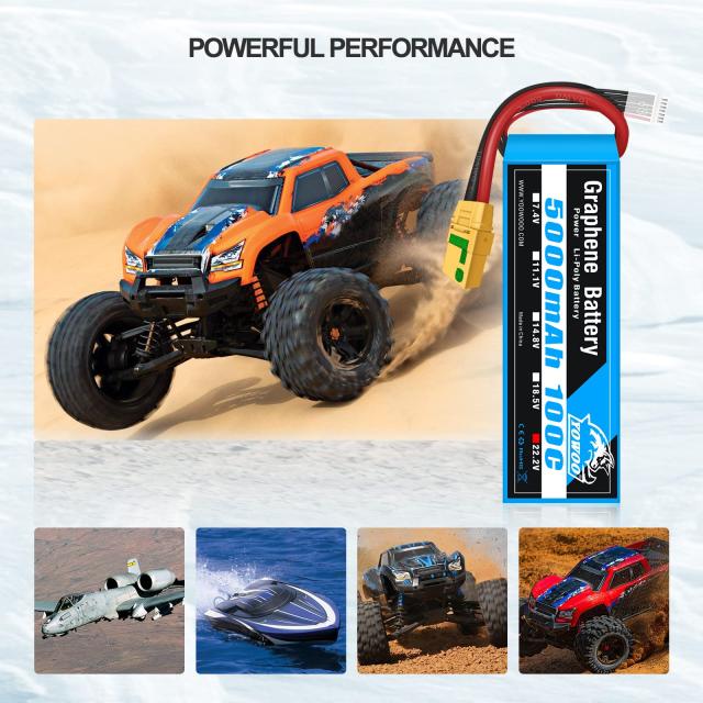 Yowoo RC リポバッテリー6S 5000mAh 100C 22.2vグラフェンバッテリー with XT90S Plug for RC DJI EDF飛行機クアッドコプターヘリコプタ_5