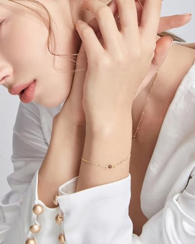 FANCIME K18 ゴールド ブレスレット 天然 ガーネット レディース 1月 誕生石 18金 ラッピング付き 母の日 クリスマス 誕生日 記念日 プレ FANCIME K18 ゴールド ブレスレット 天然 ガーネット レディース 1月