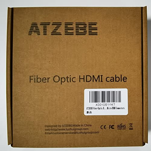 ATZEBE 配管用 着脱式HDMI光ファイバーケーブル 50m、 HDMI ケーブル 4K @ 60Hz HDR/Ultra HD YUV4:4:4 HDCP2.2 18Gbps超高速伝送