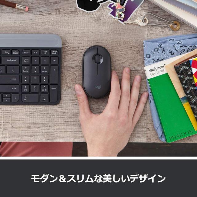 ロジクール ワイヤレスマウス 無線 マウス Pebble M350GR 薄型 静音 グラファイト ワイヤレス windows mac Chrome Android Surface iPad_1