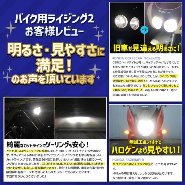 スフィアライト バイク RIZING2 HS1 LED ヘッドライト 6000K ホワイト