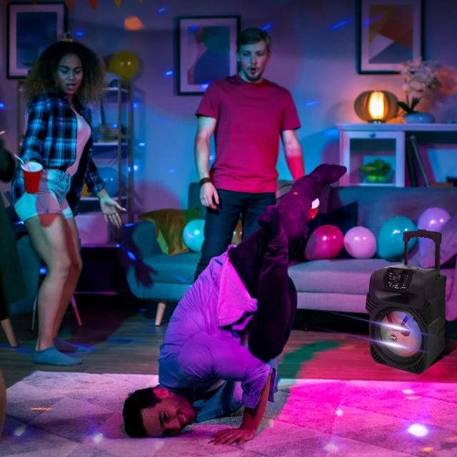 【Pyle 400WポータブルBluetooth PAスピーカー】- 8 インチ サブウーファーシステム、4Ω/55-20kHz、USB/MP3/FMラジオ/？マイク入力、マル