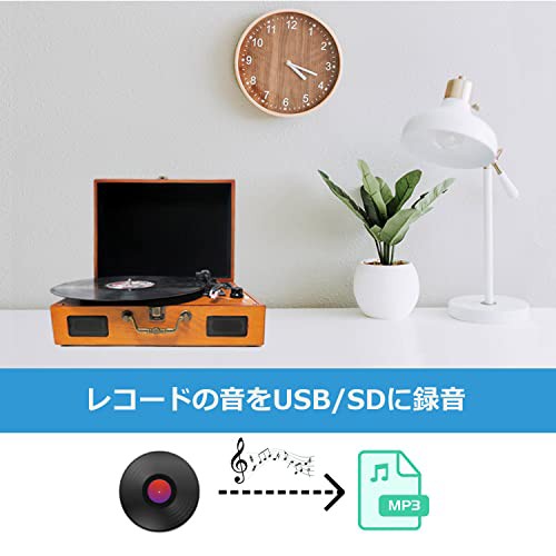 DLITIME 多機能レコードプレーヤー USB/SD対応 録音 BT対応 スピーカー内蔵 33/45/78回転対応 RCA/AUX/イヤホン端子  交換針1本付の通販はau PAY マーケット - なんでん屋 au PAY マーケット店 | au PAY マーケット－通販サイト