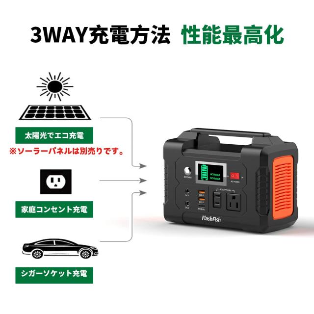 FlashFish ポータブル電源 大容量 小型発電機 40800mAh/151Wh AC