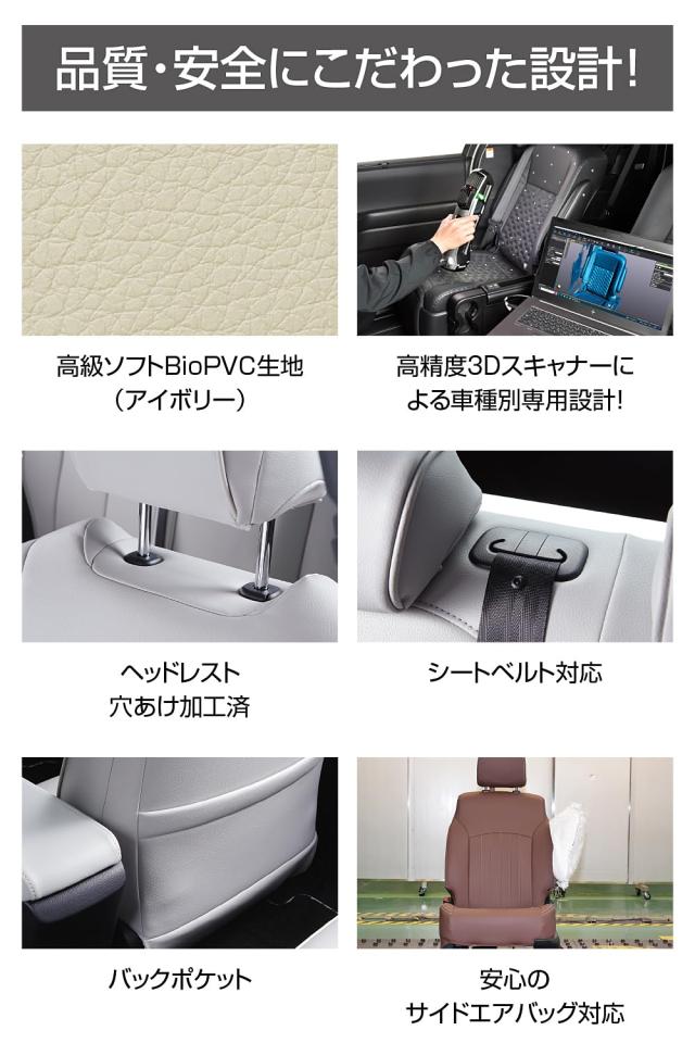 クラッツィオ(Clazzio) シートカバー デリカ D:5 8人 H31(2019)/2~ ディーゼル 運転席パワーシート車 Clazzio プライム ブラック EM-7601_5