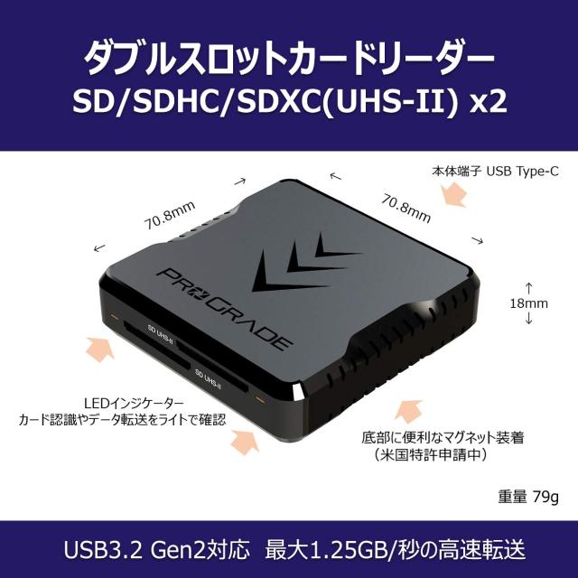 ProGrade Digital 【SD/SD】 USB3.2Gen2 ダブルスロットカードリーダー