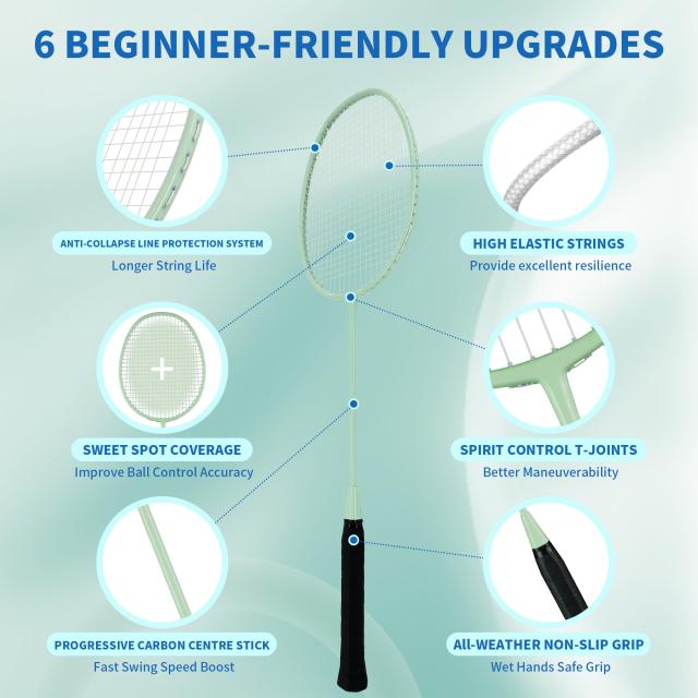 Senston バドミントンラケット 4パック バドミントンセット バドミントンバッグ1個 ラケット4個 ナイロンバドミントン6個 Senston バドミントンラケット 4パック バドミントンセット