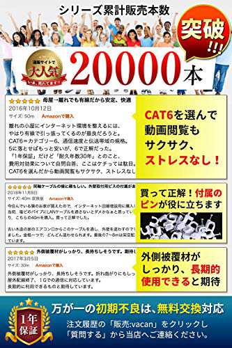 vacan 40m CAT6A 屋外用 LANケーブル 10Gbps ツメが折れない 高耐久30