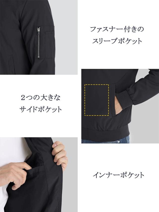 [KEFITEVD] ジャンパー メンズ 黒 ミリタリージャケット ストリート ワークウエア 大きいサイズ ライダースジャケット アメリカン 作業着