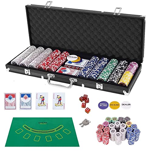 Costway ポーカーセット ポーカーチップ チップ 500枚 数字入り