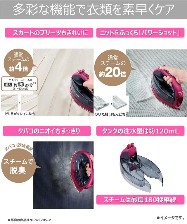 パナソニック コードレススチームWヘッドアイロン ホワイト NI-WL405-W_5