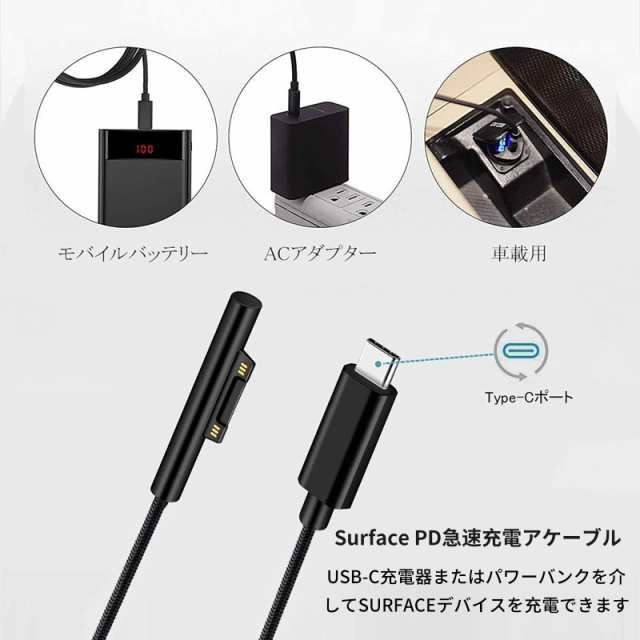 Sisyphy ナイロンSurface to Type-C PD 急速充電ケーブル 1.5M、Surface Connectポートを、45w15v以上のPDアダプター必要  充電用にType-cの通販はau PAY マーケット - Treasure-Moments au PAY マーケット店 | au PAY  マーケット－通販サイト