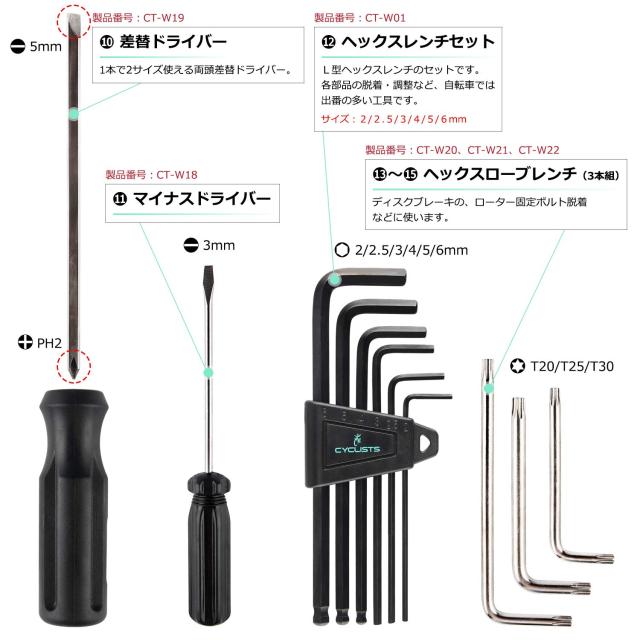 CYCLISTS 自転車専用工具セット 23点セット シマノ対応 ツールボックス