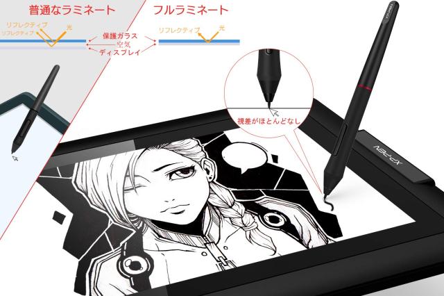 XPPen 液タブ 液晶タブレット 13.3インチ フルラミネート IPSディスプレイ スタンド付属 エクスプレスキー8個 イラスト 在宅ワーク Artis