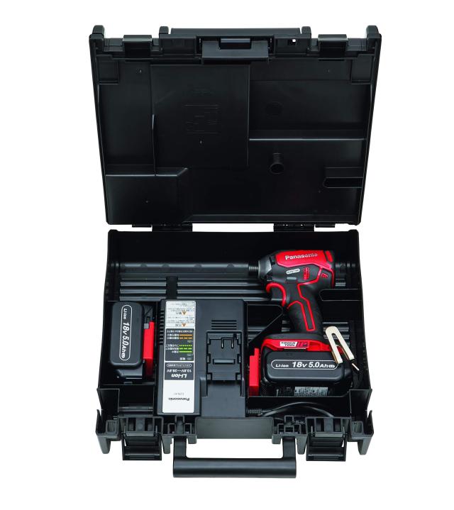 パナソニック 充電インパクトドライバー 18V 5.0Ah電池パック×2個 充電器 大収納ケース付 デュアル (14.4V/18V) スマートBL 170N・m(18V_1