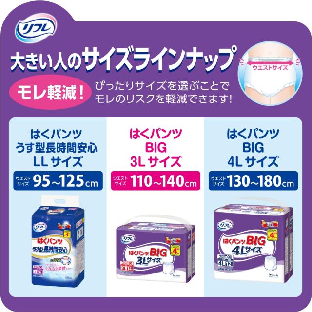 【新品】リフレ 大きい人のはくパンツ 3L サイズ 14枚入り 4個 Amazon | リフレ 大きい人のはくパンツ 3Lサイズ 14枚入【ADL区分:介助