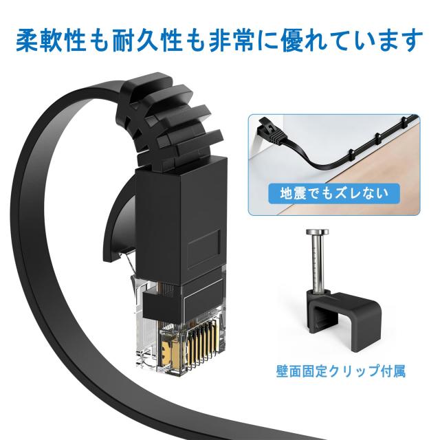 Ankuly LANケーブル 30m フラットケーブル CAT6準拠 1.5mm厚 RJ45