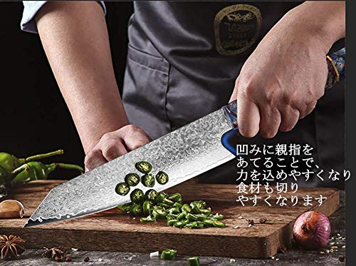 Utaki 牛刀包丁 剣型（切付型）牛刀 包丁 210mm ダマスカス 67層 V金10号 伝統技術とセンスある芸術美に切れ味を兼ね備えた超高級包丁