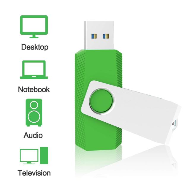 USBメモリ64GB USB3.0 超高速データ転送 フラッシュドライブ 5個セット 読取り最大120MB/s 回転式 カラフル（青緑赤黒水色） ストラップ_6