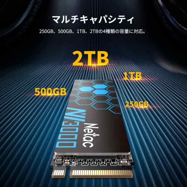 Netac M.2 SSD 2TB PCIe Gen3.0x4 NVME1.4 放熱シート付き最大3,300MB